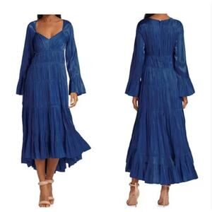 Cinq A Sept Nina Tiered Satin Midi Dress NWT Boho Flowy Romantic Formal Classy